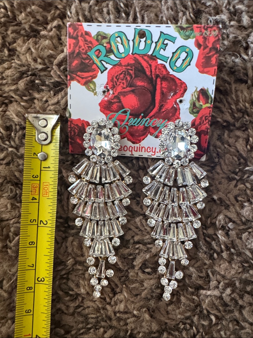 Rodeo Quincy Silver Crystal Statement Chandelier Earrings